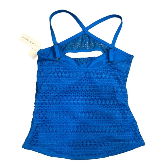 NWT Island Escape Tankini Top Women’s Size 8 Lost At Sea Crochet High Neck Blue - Picture 4 of 12